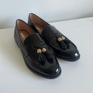 Zara black patent loafers
